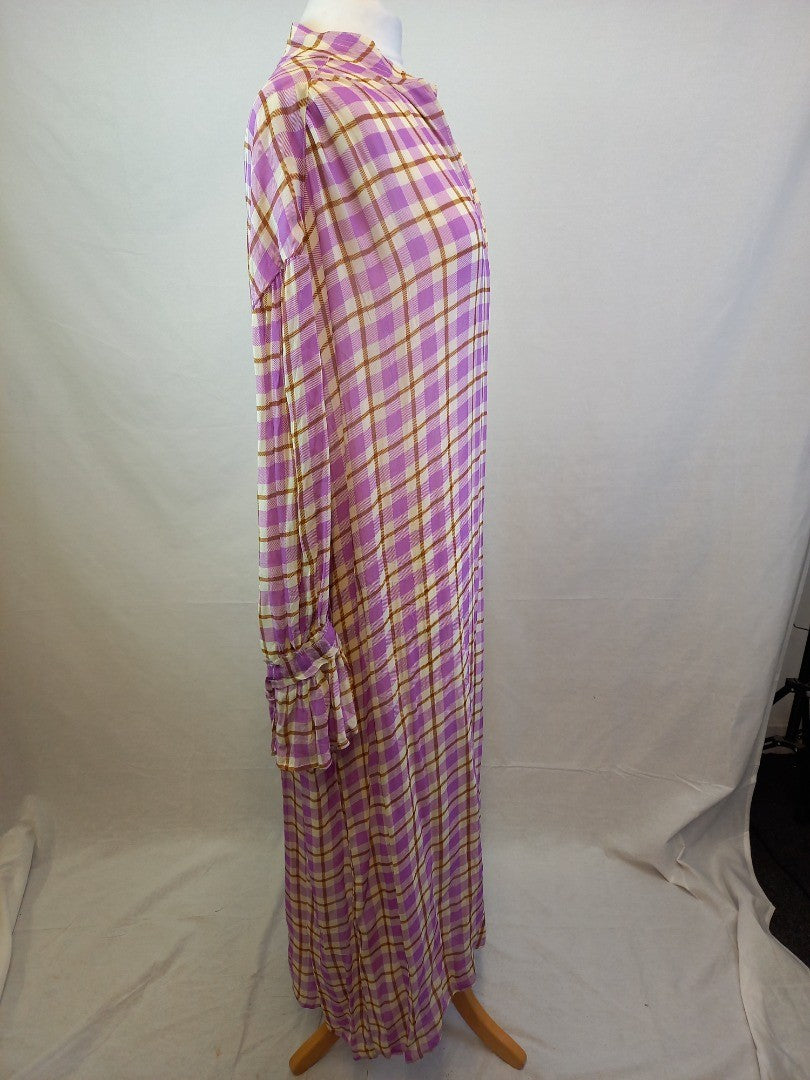 Me369 Checkered Oversized Long Sleeved Maxi Dress - Size M/L