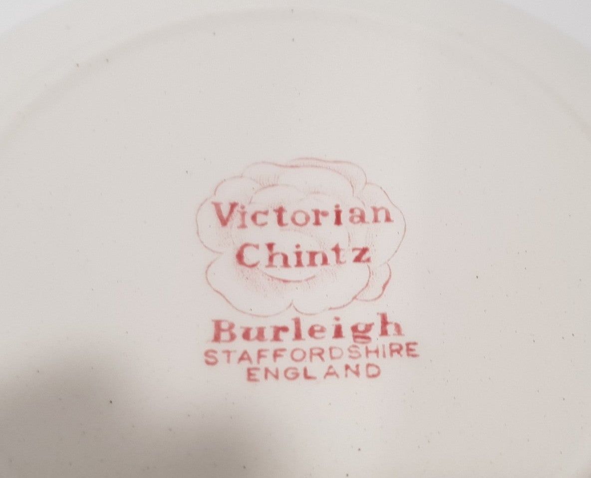 Vintage. Burleigh Victorian Pink Floral Chintz Salad Bowl 21.5cm VGC
