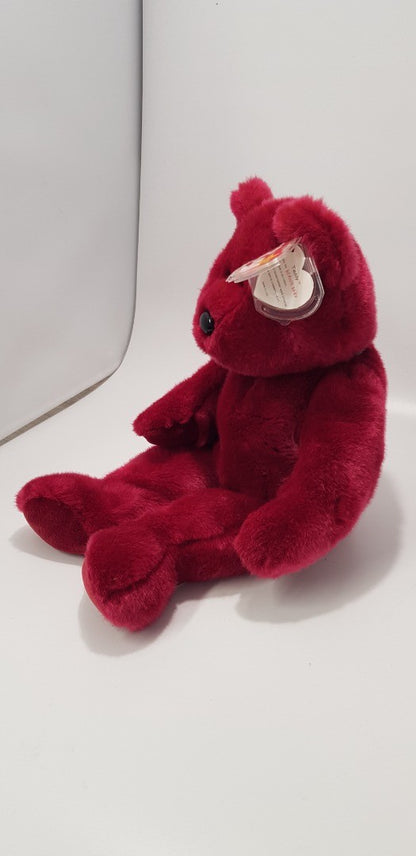 Rare. TY Beanie Buddies Collection 14" Cranberry Colour Bear from 1998 VGC