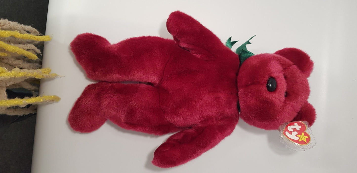 Rare. TY Beanie Buddies Collection 14" Cranberry Colour Bear from 1998 VGC