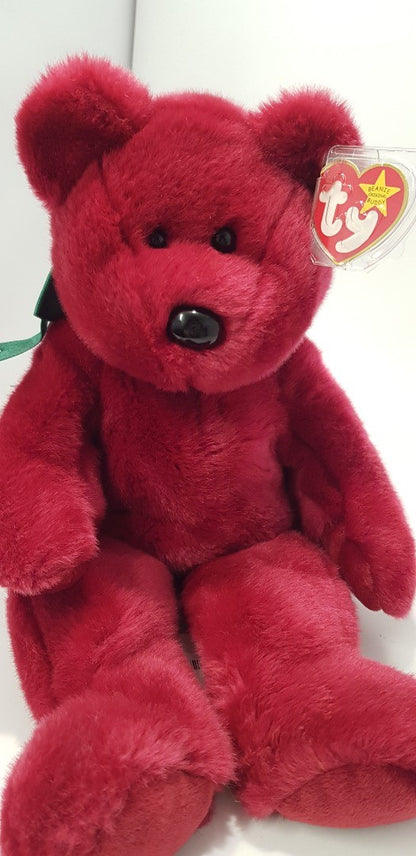 Rare. TY Beanie Buddies Collection 14" Cranberry Colour Bear from 1998 VGC