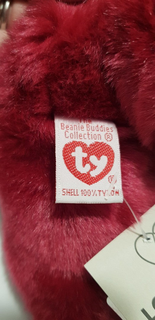 Rare. TY Beanie Buddies Collection 14" Cranberry Colour Bear from 1998 VGC