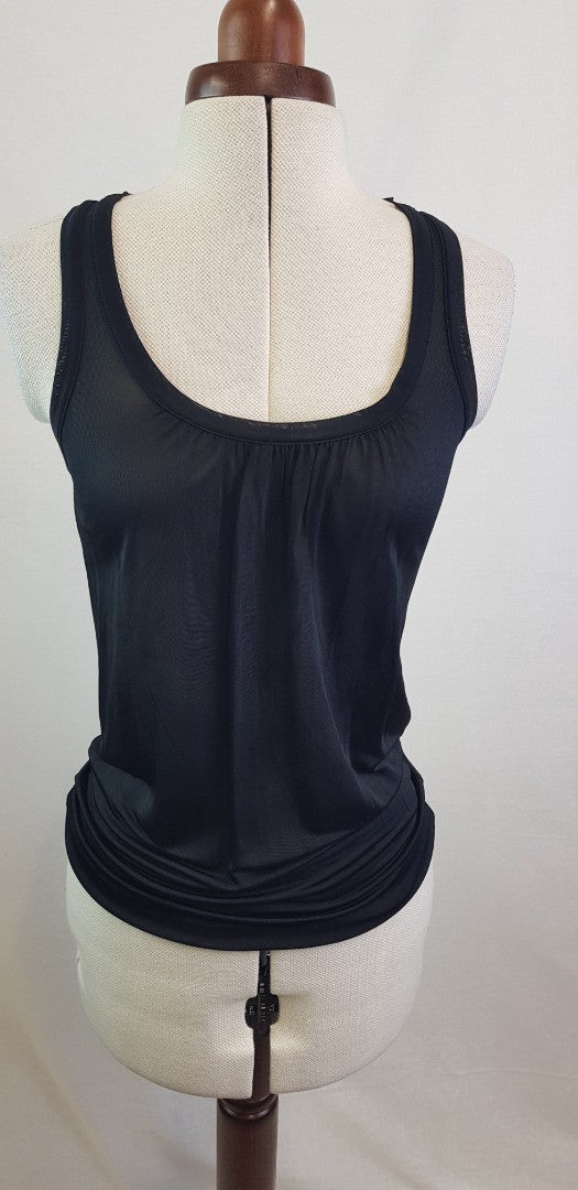 Ted Baker Cami Top in Sheer Black Size 1 VGC