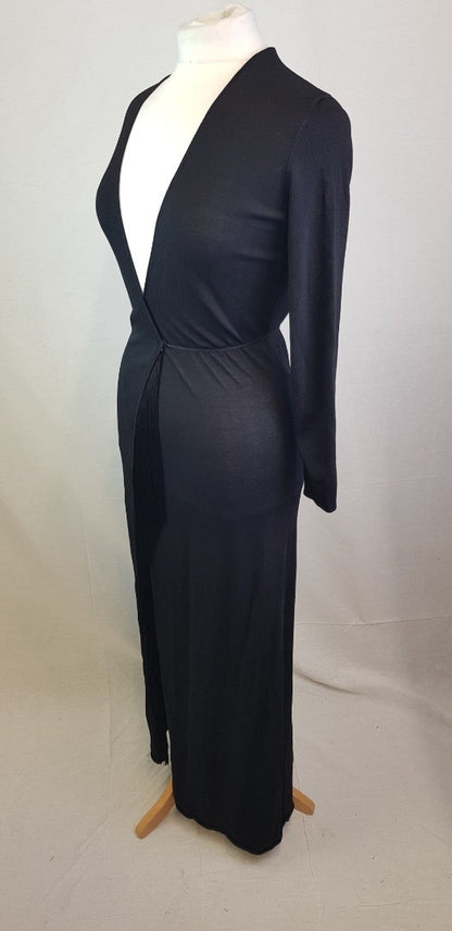 ZARA Fine Knit Black Wrap Dress with tassel detail Size S BNWT