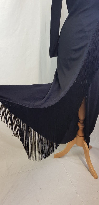 ZARA Fine Knit Black Wrap Dress with tassel detail Size S BNWT