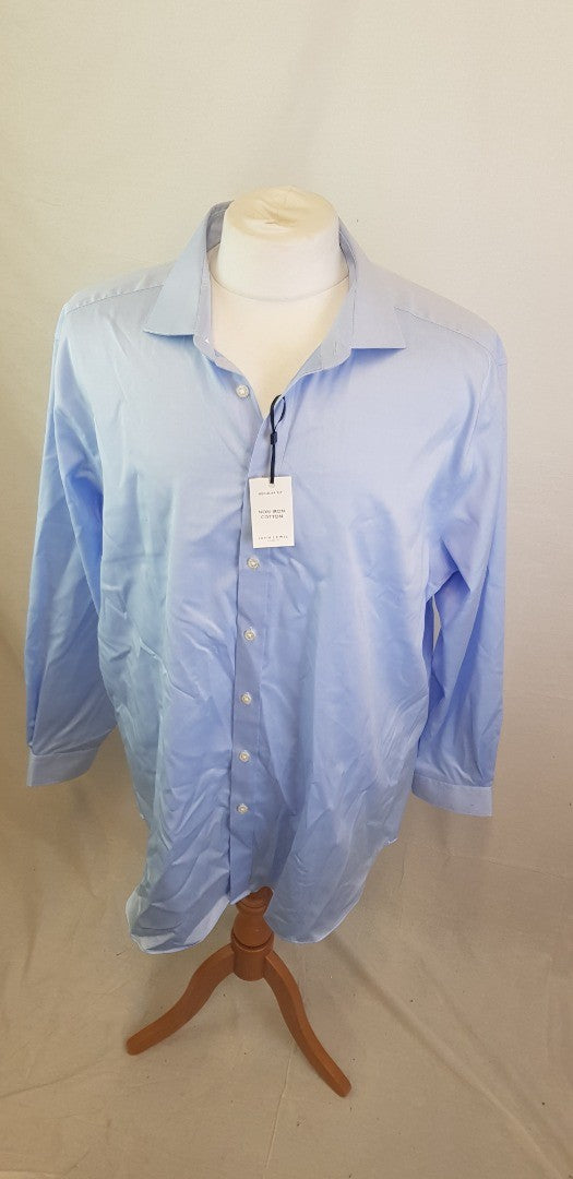 John Lewis Non Iron cotton Mens Light Blue Shirt 17.5R BNWT