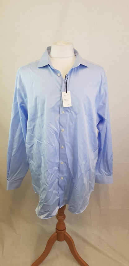 John Lewis Non Iron cotton Mens Light Blue Shirt 17.5R BNWT