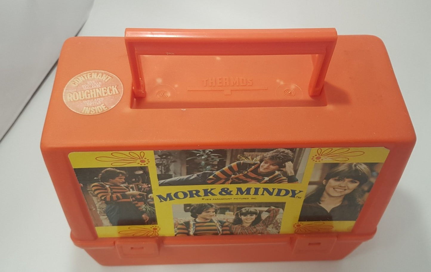 Vintage/Rare. Mork & Mindy Orange Thermos Lunchbox from 1978