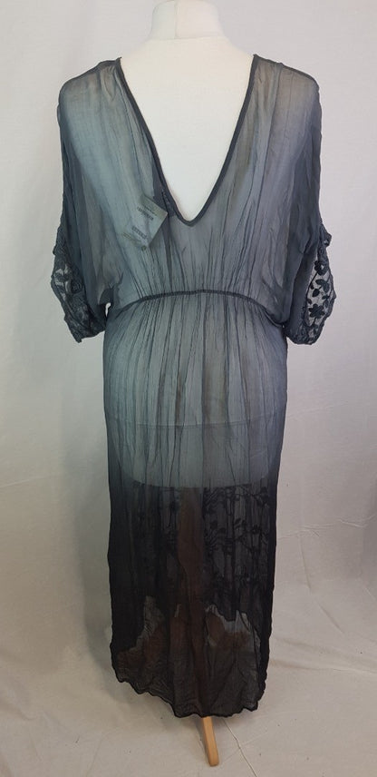 One Season Sheer Black/Grey Summer Dress Size M VGC