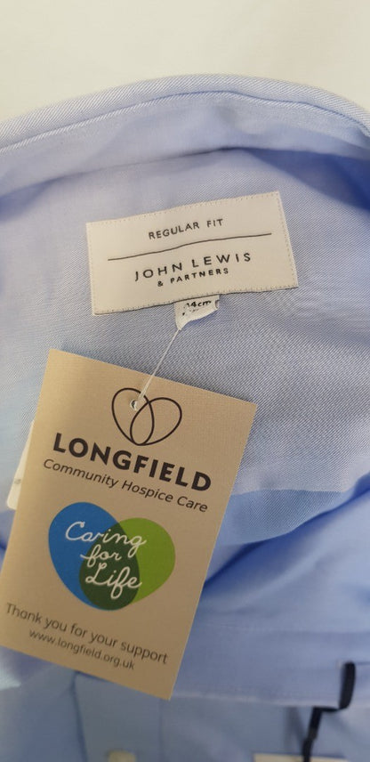 John Lewis Non Iron cotton Mens Light Blue Shirt 17.5R BNWT