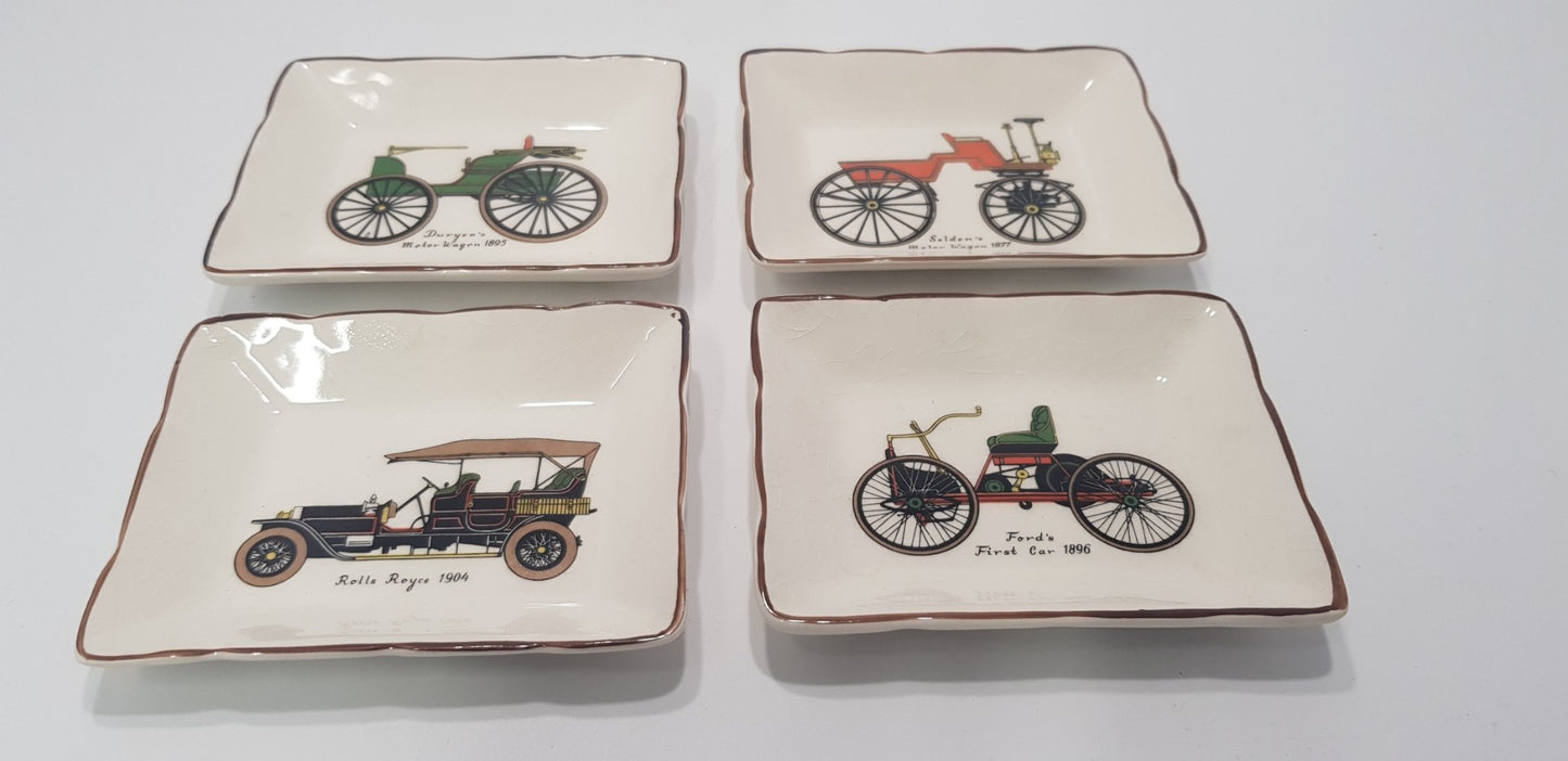 Sandland Hanley Staffordshire Trinket Dish with Winton Car 1898 & 4 Plates VGC