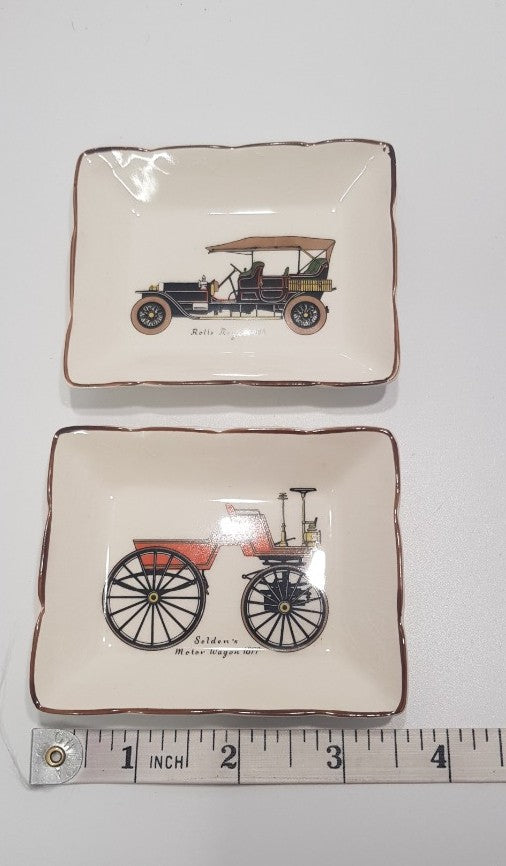 Sandland Hanley Staffordshire Trinket Dish with Winton Car 1898 & 4 Plates VGC