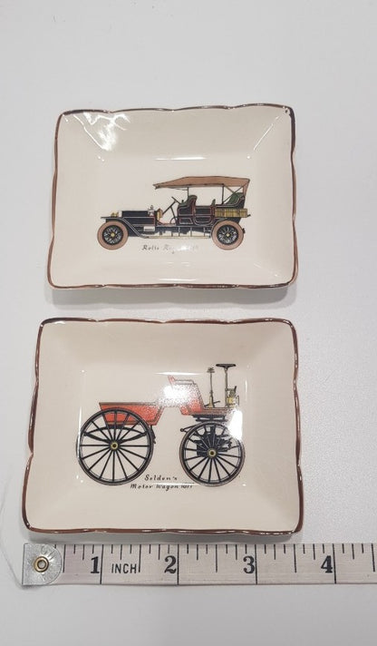 Sandland Hanley Staffordshire Trinket Dish with Winton Car 1898 & 4 Plates VGC