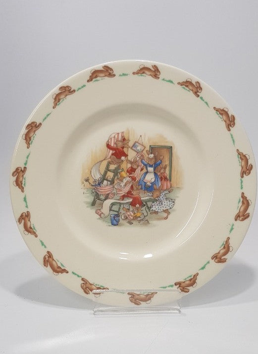 Royal Doulton Bunnykins - Wallpapering - Fine  Bone China 8"  Plate  VGC