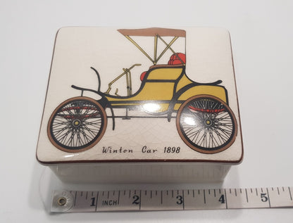 Sandland Hanley Staffordshire Trinket Dish with Winton Car 1898 & 4 Plates VGC