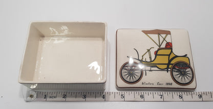 Sandland Hanley Staffordshire Trinket Dish with Winton Car 1898 & 4 Plates VGC