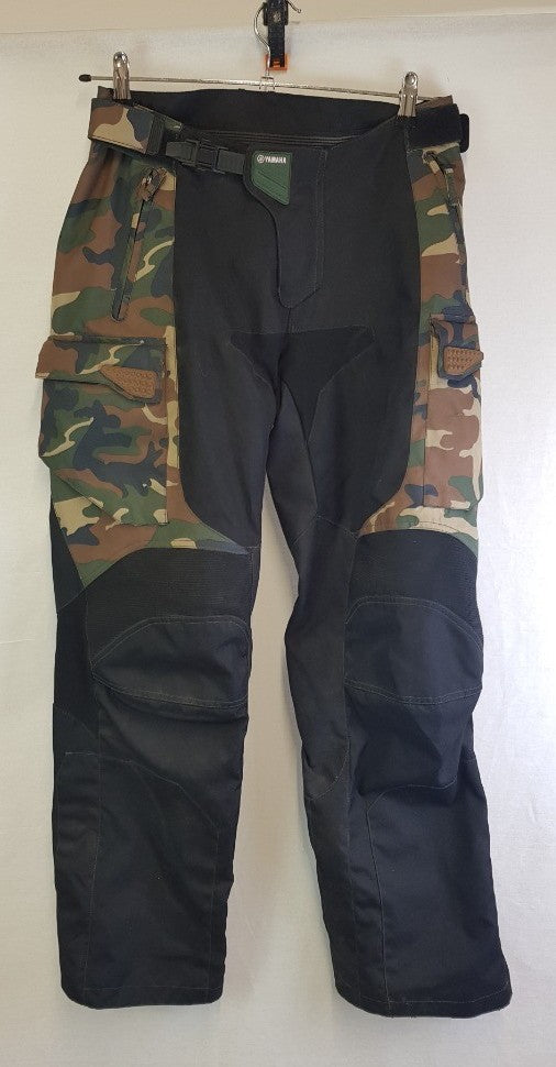Textile Yamaha Motorcycle Trousers in Black & Camouflage Size S VGC