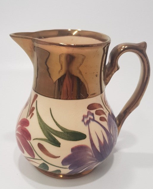 Wade, "Harvest" Small Jug - Gold Tone & Flowers VGC