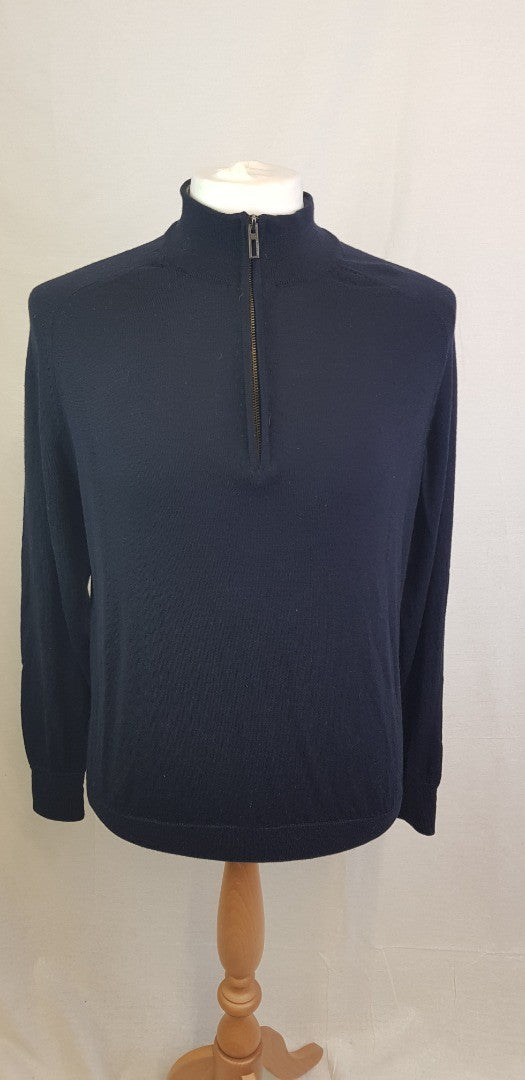 Marks & Spencer Merino Wool Jumper Size L in Navy Blue - VGC