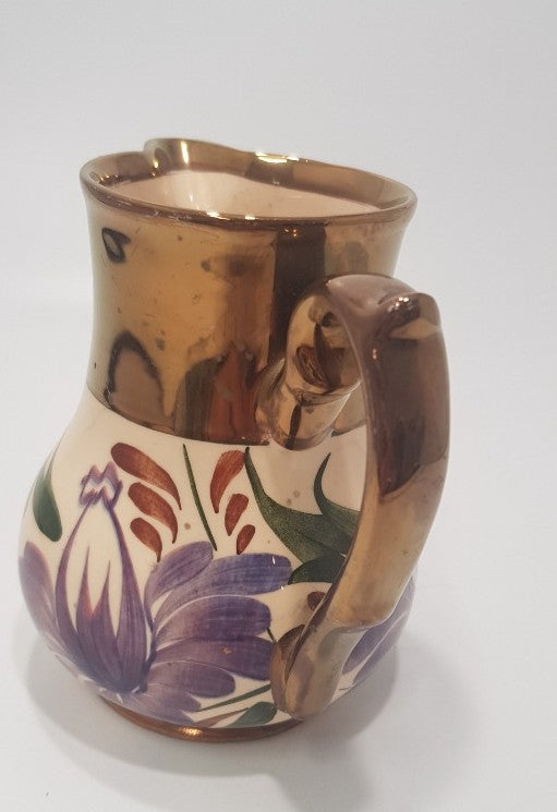 Wade, "Harvest" Small Jug - Gold Tone & Flowers VGC