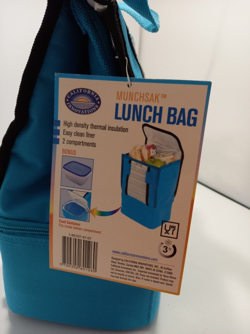 California Innovations Lunch Bag, Blue Insulated Food Bag with Container