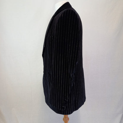 GIBSON Vintage Black Velvet w Silver Pinstripe Gents Jacket - Handmade - Size 42