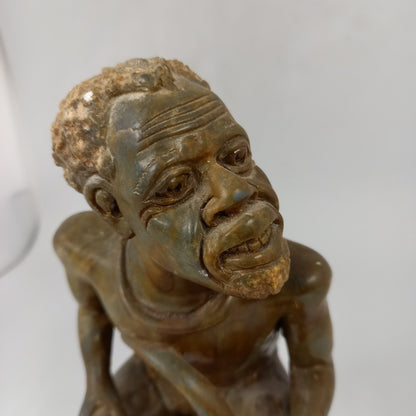 Marble Carved Figure of African with Pipe