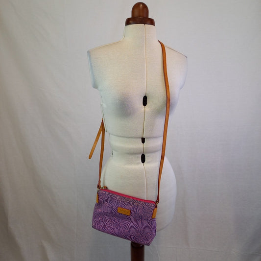 Dooney and Bourke Purple & Pink Crossbody Bag w Leather Strap