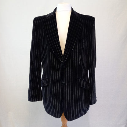 GIBSON Vintage Black Velvet w Silver Pinstripe Gents Jacket - Handmade - Size 42