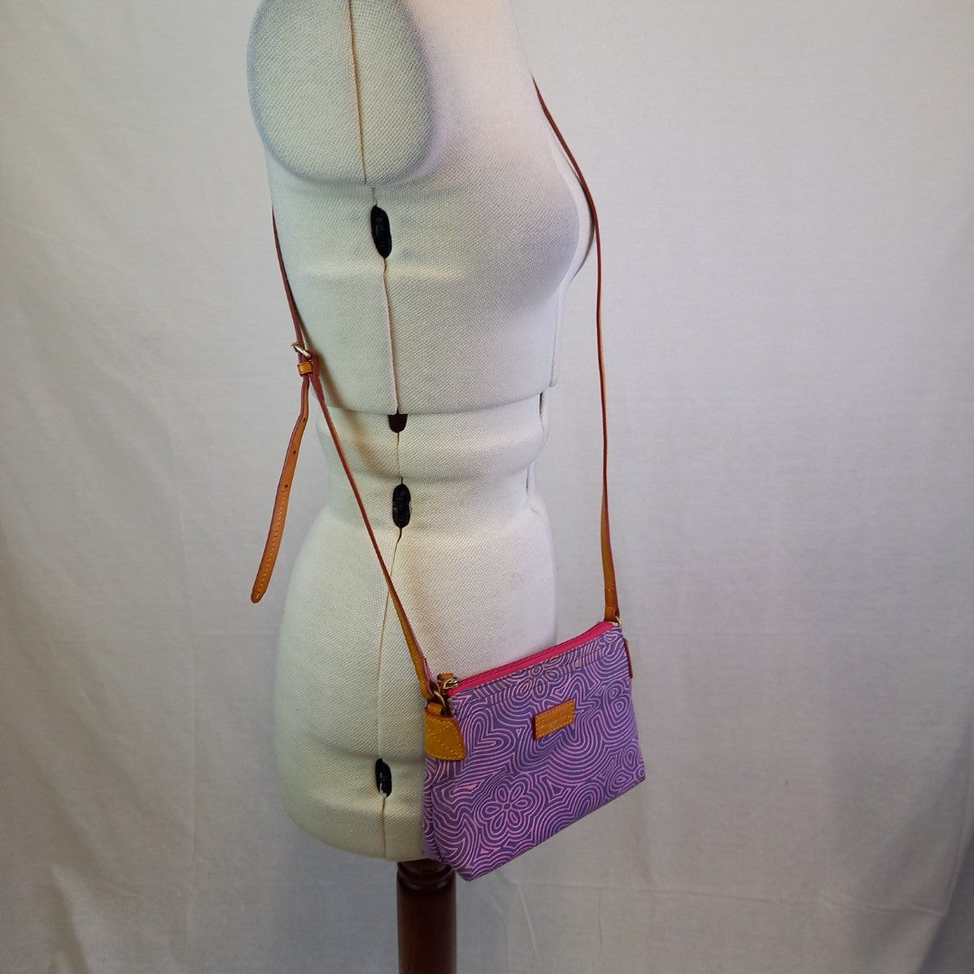 Dooney and Bourke Purple & Pink Crossbody Bag w Leather Strap