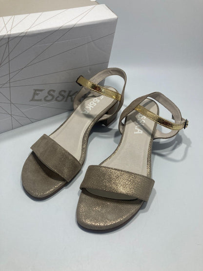 Esska Sondy Gold Sandals, Women's Size 6, High Heel Strappy Shoes in Box