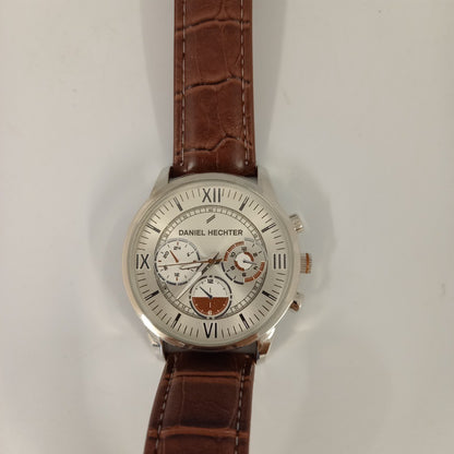DANIEL HECHTER Man's Watch Brown Leather Strap Atlas for Man  DH Silver  12ho