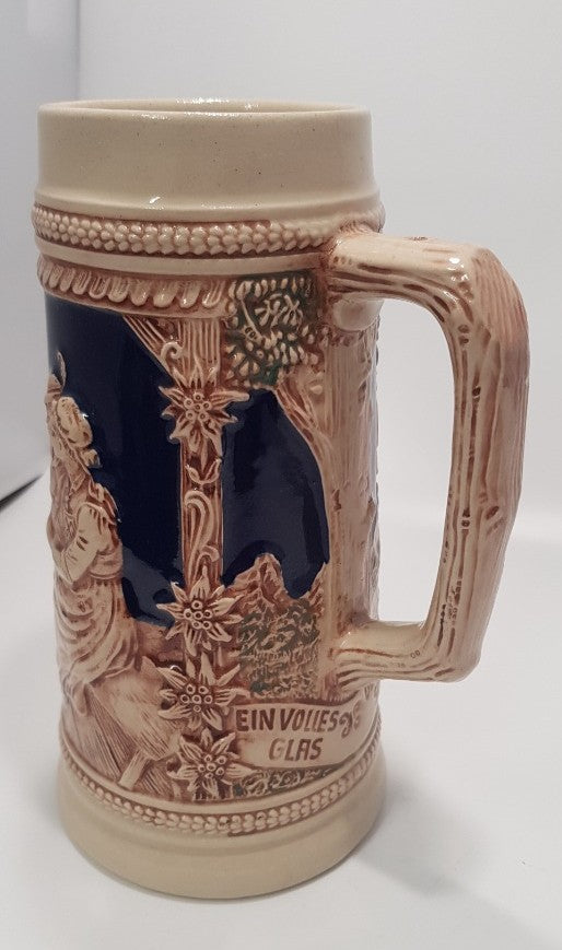 Vintage. West German Original Gerzit Tankard (no Lid)  Navy & Cream VGC