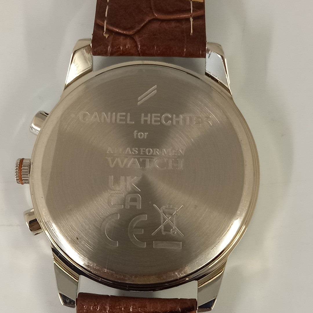 DANIEL HECHTER Man's Watch Brown Leather Strap Atlas for Man  DH Silver  12ho