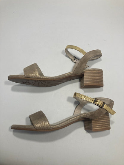 Esska Sondy Gold Sandals, Women's Size 6, High Heel Strappy Shoes in Box