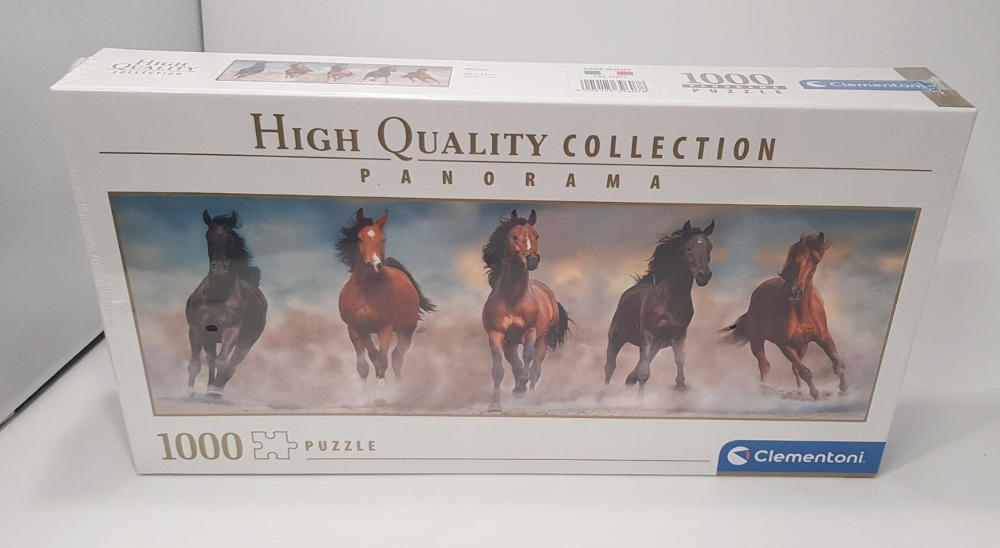 x1000 piece Clementoni Panorama Jigsaw Puzzle -with Galloping Horses New