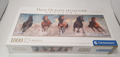 x1000 piece Clementoni Panorama Jigsaw Puzzle -with Galloping Horses New