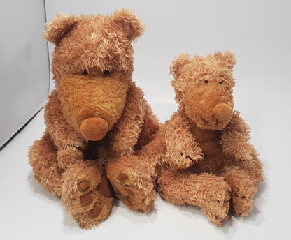 x2 Jellycats Paw Paw Golden Bears with floppy legs - Retired - J233 & J160 - VGC