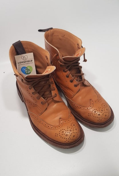 Tricker's of England Tan Leather Boots/Brogues - Men's Size 7.5 VGC