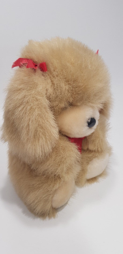 Vintage. PMS Soft Toy Dog with Red Bow & Ribbons. VGC