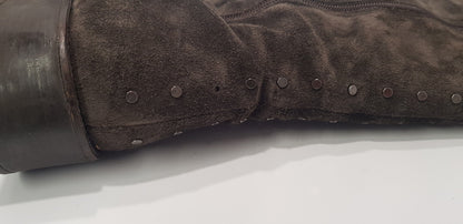ALPE Brown/Grey Suede Boots with Stud Embellishment Size 39/6  VGC