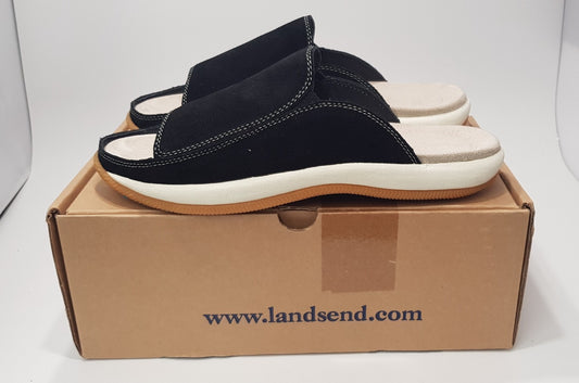 Lands'End Black Suede Sliders Size 8.5B (SKU1434305) Nearly New in Box