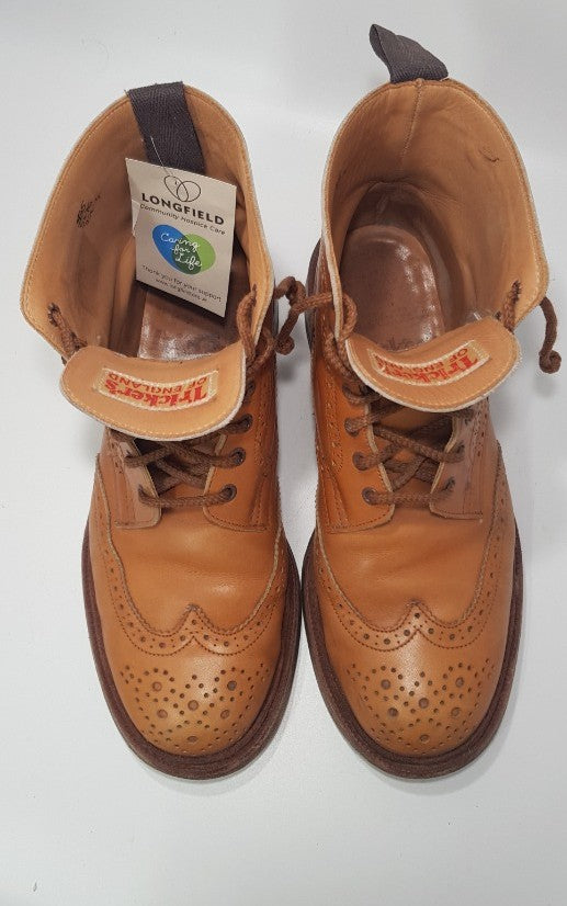 Tricker's of England Tan Leather Boots/Brogues - Men's Size 7.5 VGC