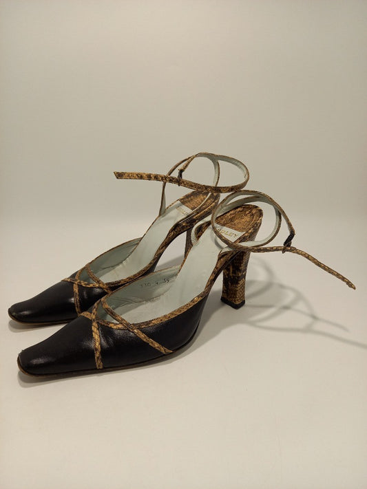 Audley London Leather Faux Snakeskin Strappy Heels - Size UK 5.5