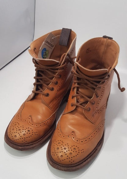 Tricker's of England Tan Leather Boots/Brogues - Men's Size 7.5 VGC