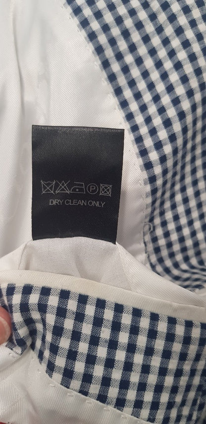 Feraud 100% Cotton Navy & White Check Summer Jacket Size XL GC