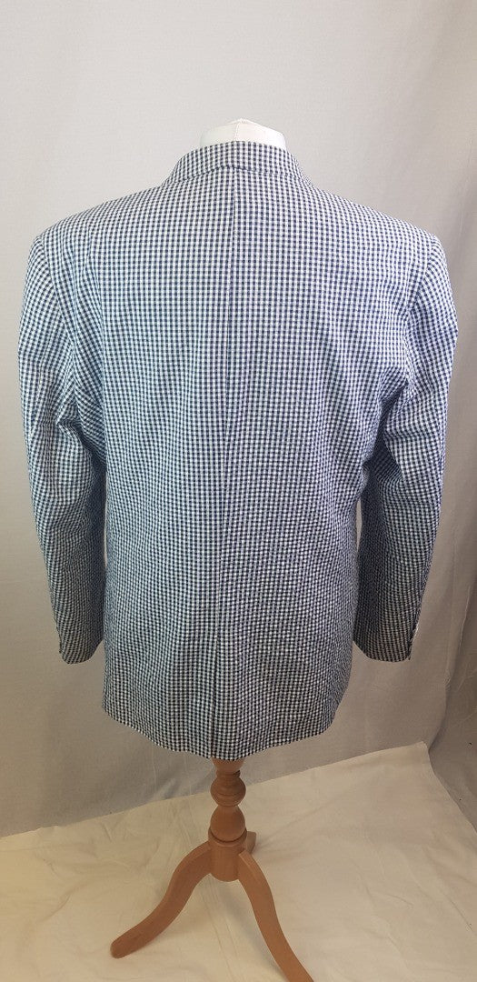 Feraud 100% Cotton Navy & White Check Summer Jacket Size XL GC