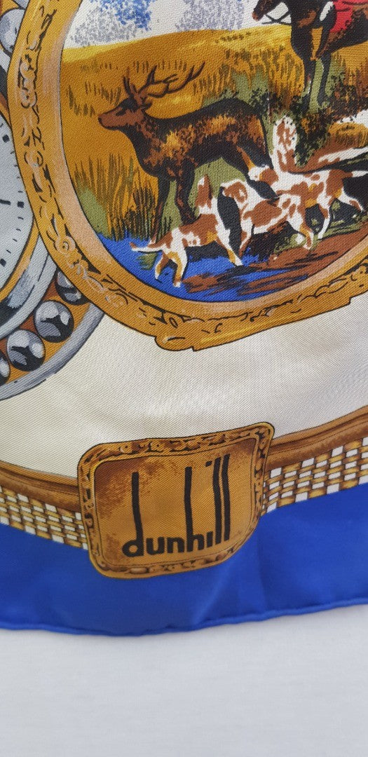 Vintage. Dunhill Scarf Hunting Scene & Clocks - Good Condition