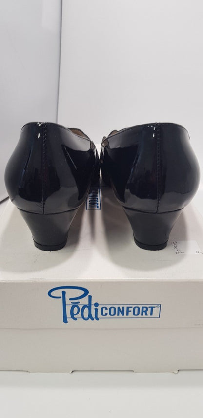 Vintage. Pedi-Confort Chaussures Vernis Black Patent Leather Shoes Size 4.5 VGC