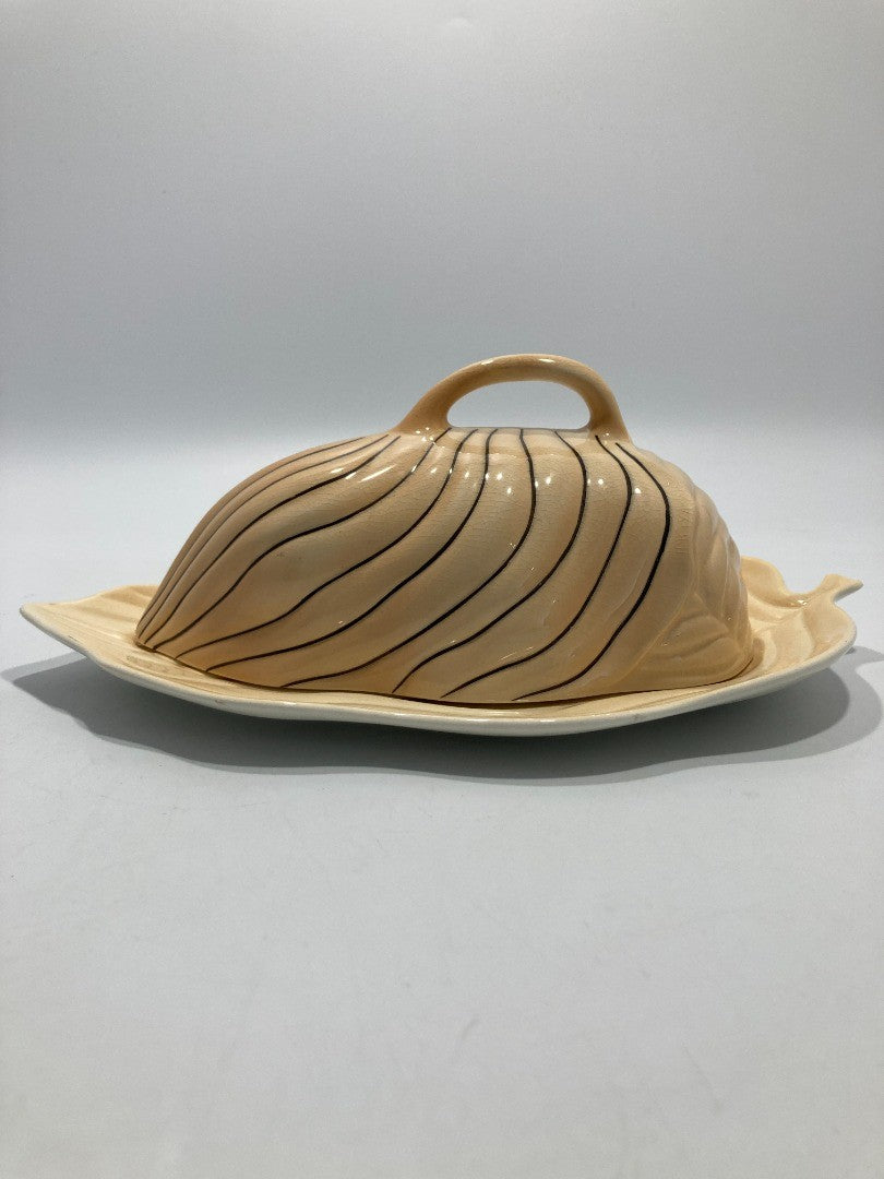 Carlton Ware Butter Dish, Vintage Beige Leaf Shaped Lidded Serving / Soap Dish